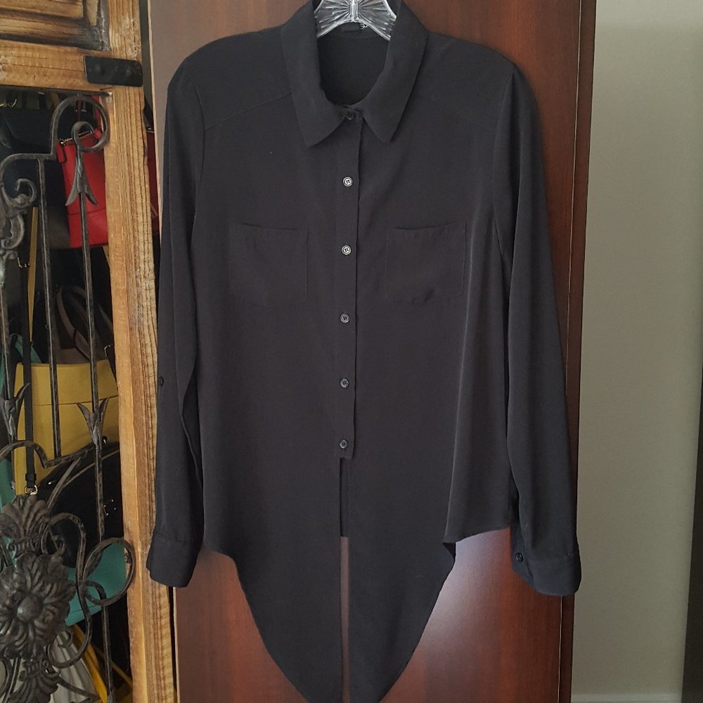 Forever 21 Black Tie Front Blouse